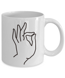 Buddha Mug - Buddhist Hand Gesture of Argument Tea Cup - Vitarka Teaching Debate Discussion Mudra