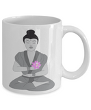 Buddha Mug - Buddhist Monk Statue with Lotus- Decorative Buddha Coffee Mug for Peace of Mind - 11oz