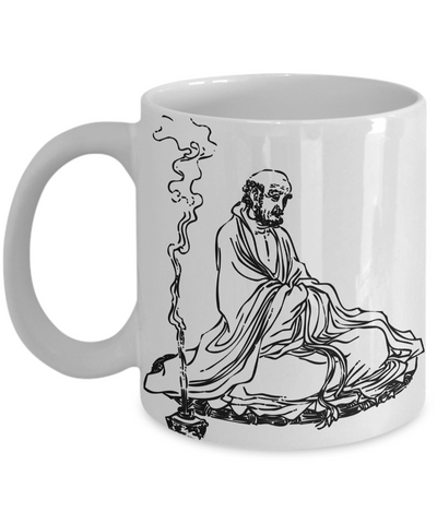 Buddha Mug - Zen Buddhism Bodhidharma Tea Cup - Buddhist Monk Gift - Shaolin Kung Fu Coffee Mug