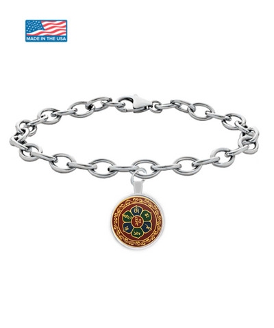 Buddhist Bracelet - Pendant Charm with Buddhist Mantra in Sanskrit Om Mani Padme Hum from Buddhas