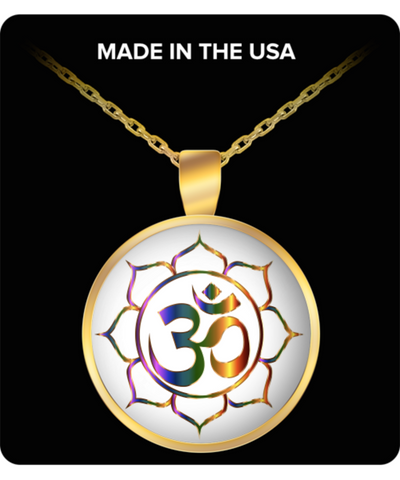 Buddha Necklace - Charm Pendant with Buddhist Sacred Sound Mantra Om - Sanscrit Buddhism Meditation