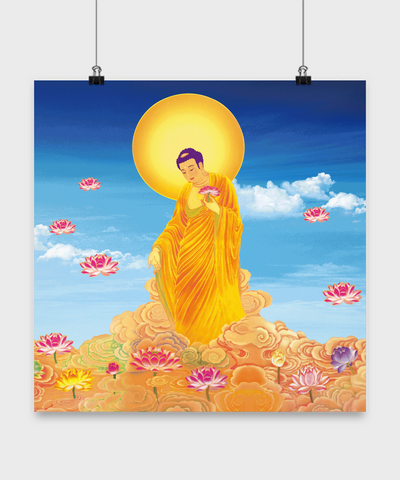 Amitabha Buddha Poster - Buddhist God Amituofo Statue - Decorative Buddhist Gift of Amida Buddha