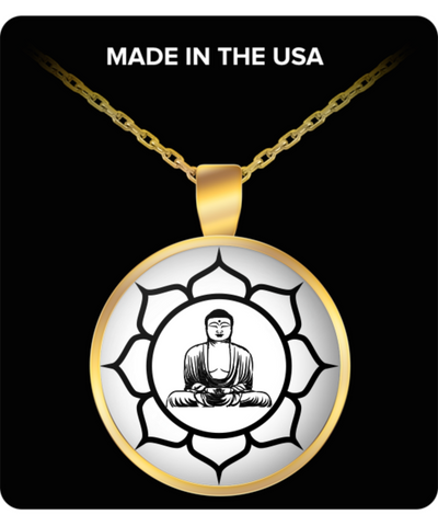 Gautama Buddha Necklace - Shakyamuni Siddhartha Buddhist Statue in Meditation - Pendant Charm